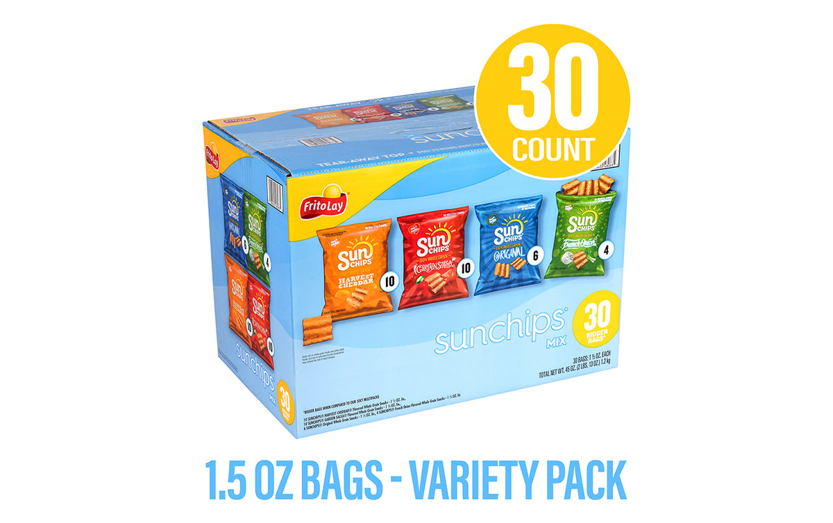 SUNCHIPS Multigrain Chips Variety Mix, 1.5 oz, 30 Count SUNCHIPS Multigrain Chips Variety Mix, 1.5 oz, 30 Count