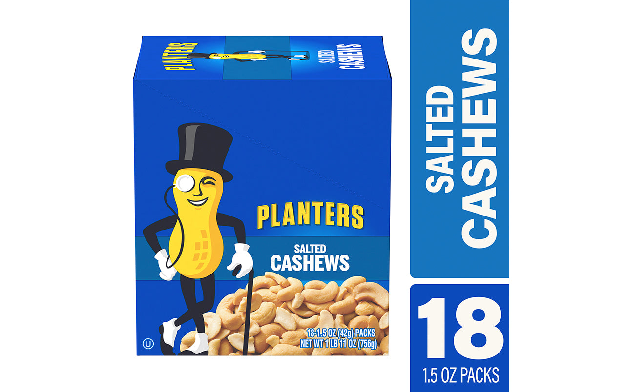 PLANTERS Salted Cashew Nuts, 1.5 oz, 18 Count