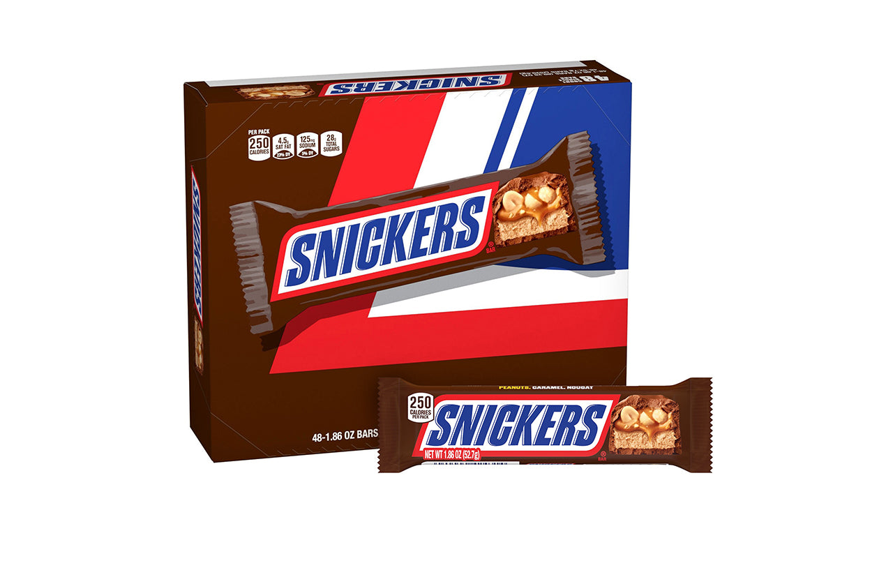 SNICKERS Singles Size Chocolate Candy Bar, 1.86 oz, 48 count