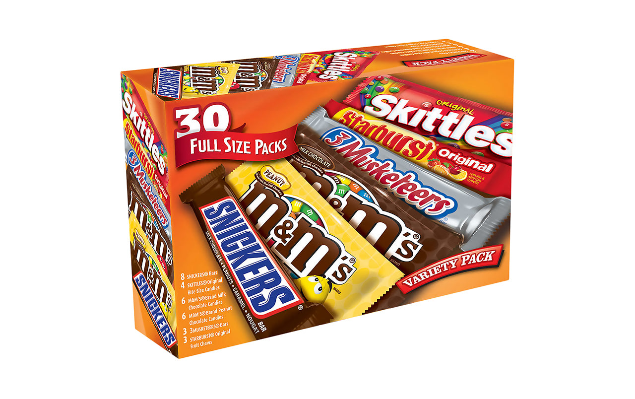 MARS Chocolate and Candy Full Size Variety Pack, 30 Count