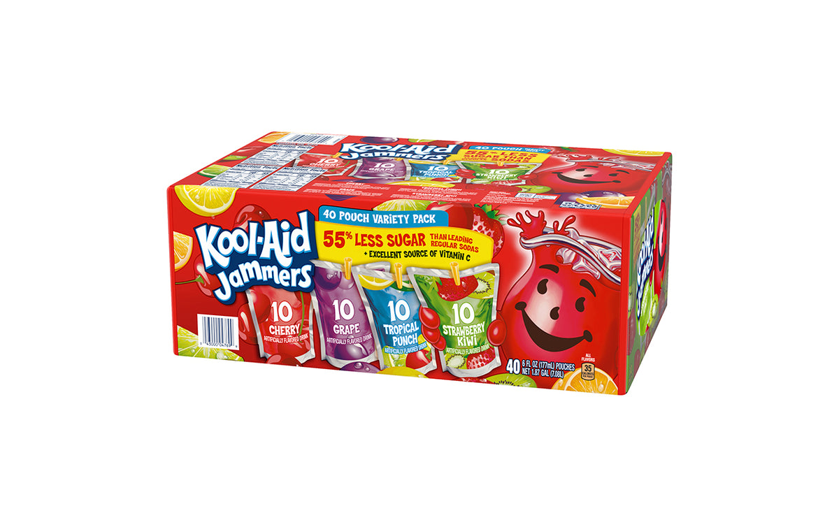 KOOL-AID JAMMERS Juice Pouch Variety Pack, 6 oz, 40 Count