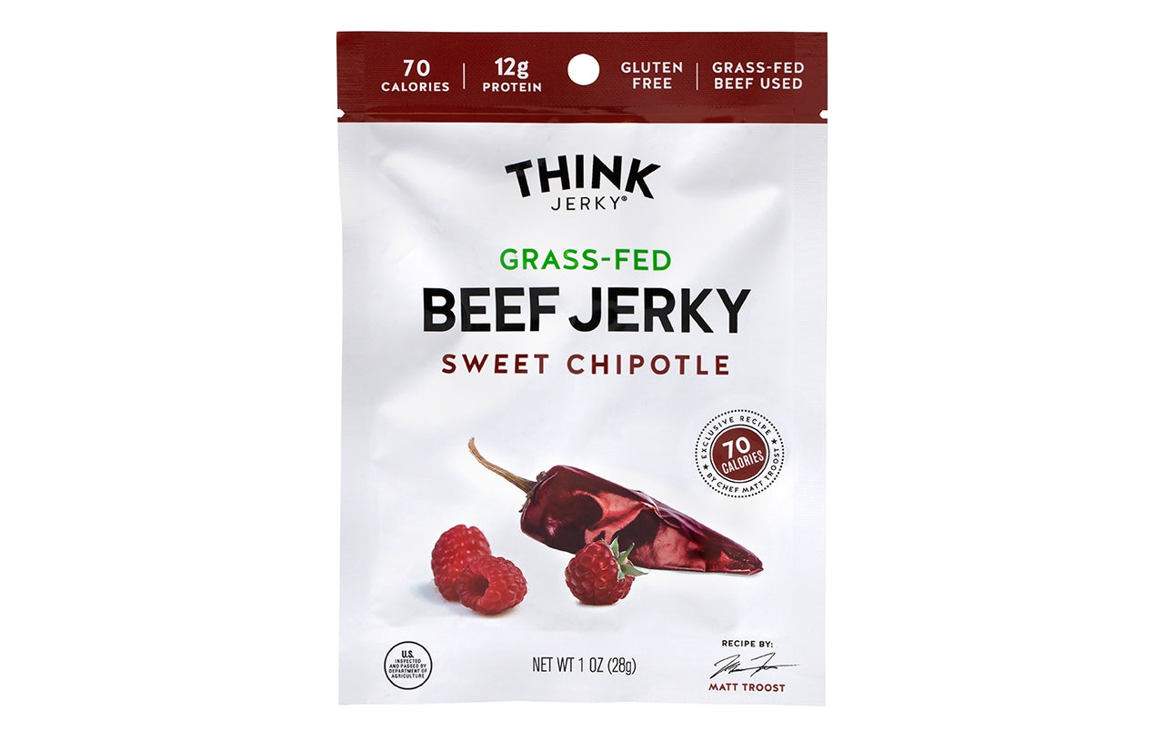THINK JERKY Sweet Chipotle Beef Jerky, 1 oz, 12 Count