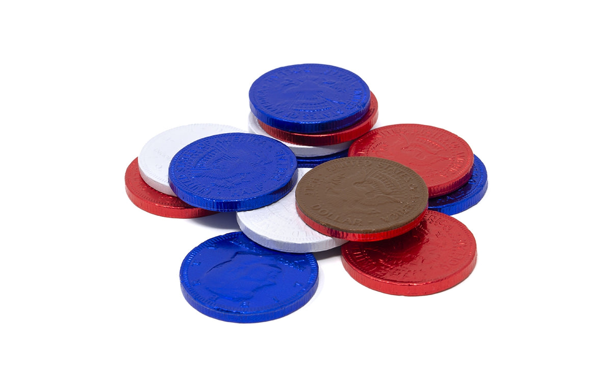 Fort Knox Milk Chocolate 1.5-inch Coins Red, White, and Blue Foil
