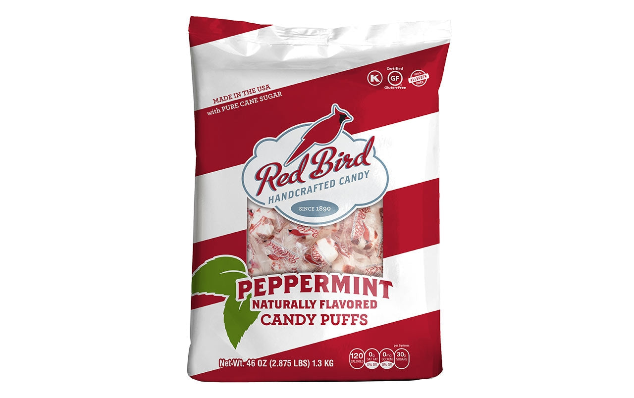 Red Bird Peppermint Puffs Stand Up Bag, 46 oz