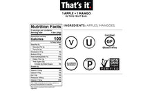 Load image into Gallery viewer, THAT'S IT Gluten Free Apple + Mango Fruit Bar, 1.2 oz, 12 Count