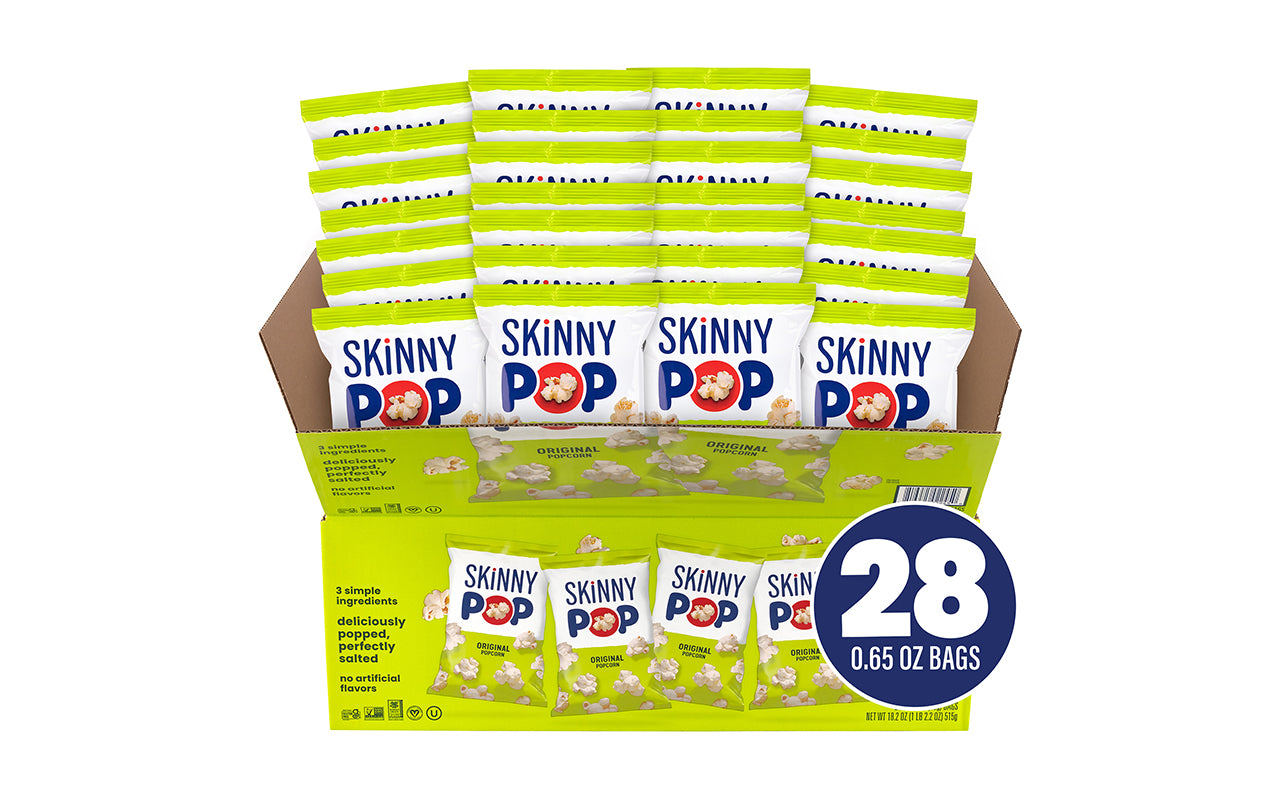 SKINNY POP 100 Calorie Popcorn Snack, 0.65 oz, 28 Count