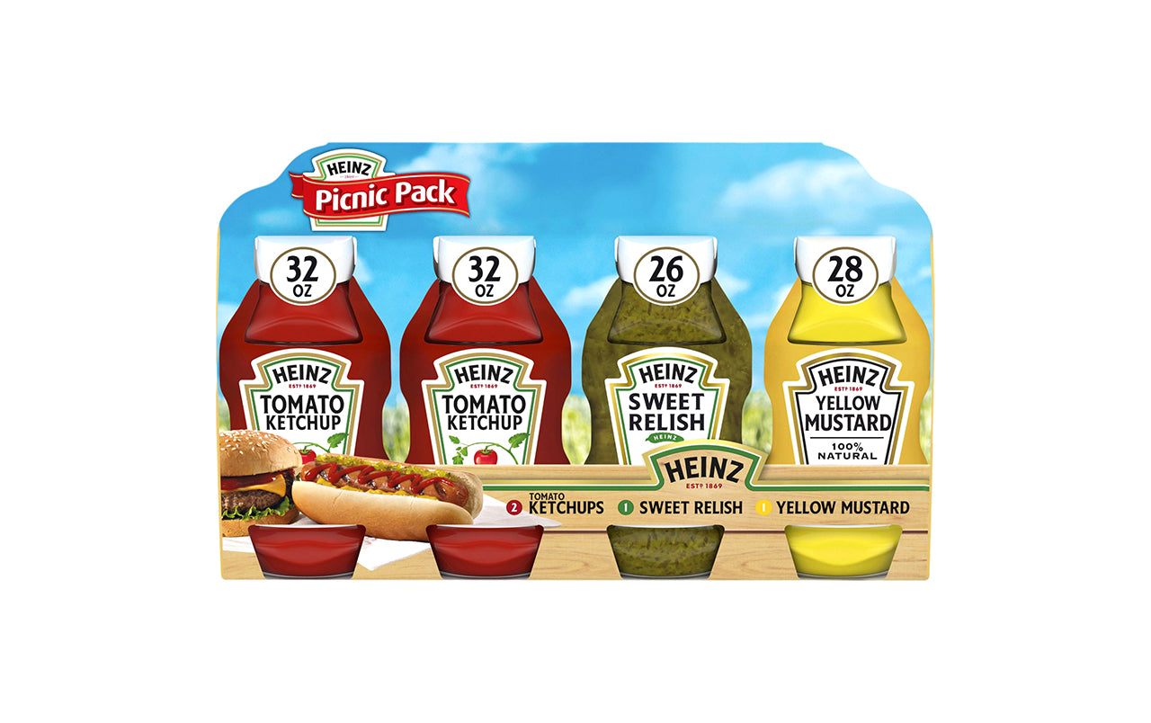 HEINZ Ketchup, Mustard & Relish Picnic Pack, 4 Pack