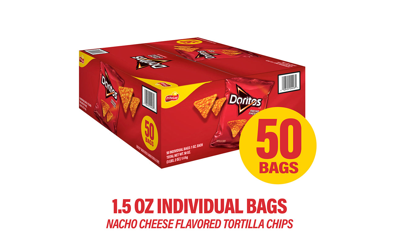 DORITOS Nacho Cheese Tortilla Chips, 1 oz,  50 Count