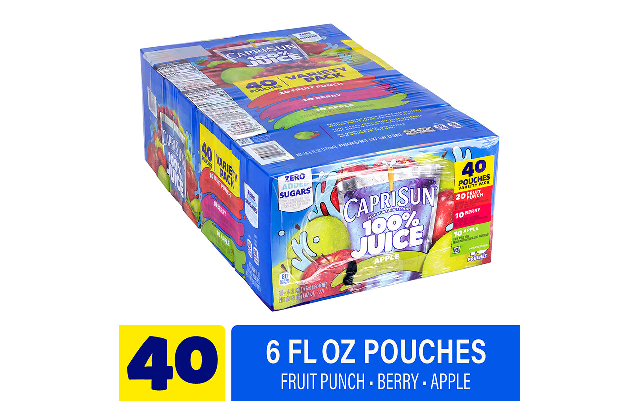 Capri Sun 100% Juice Variety Pack, 40 Count