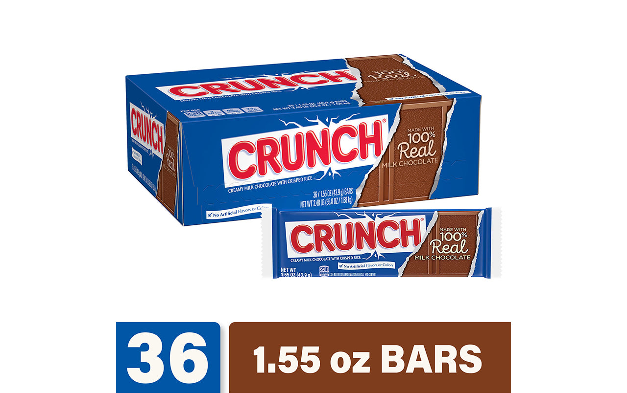 CRUNCH Milk Chocolate Bar, 1.55 oz, 36 Count