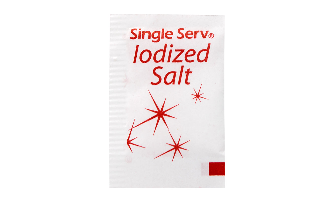 Single-serve iodized salt packet product shot