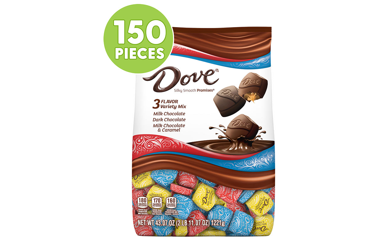 Dove Promises Dark Chocolate Candy Individually Wrapped Bulk Pack( 43.07 oz, 150 Piece) Bag