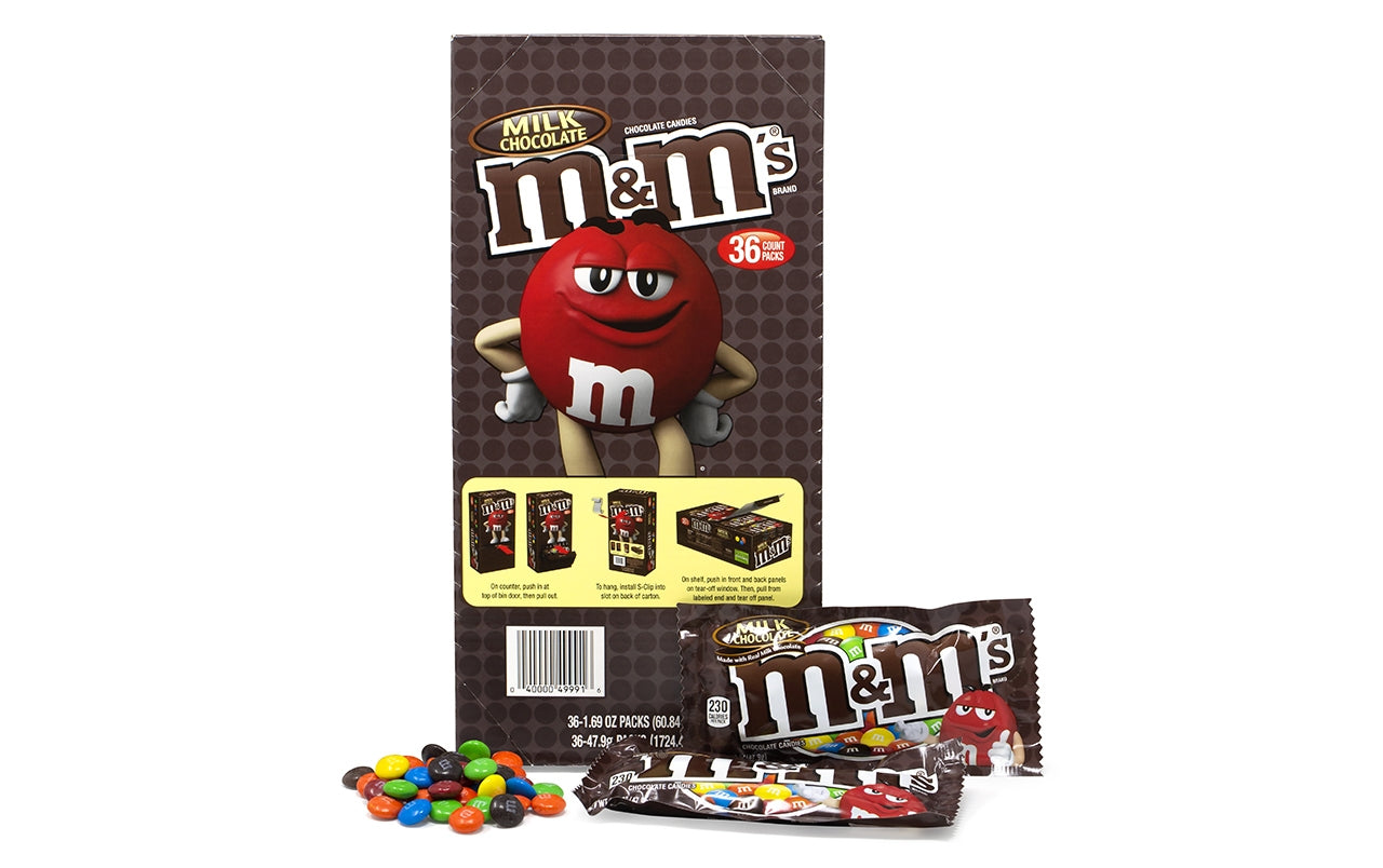 M&M'S Milk Chocolate Candy, Full Size, 1.69 oz Bag (Pack of 36