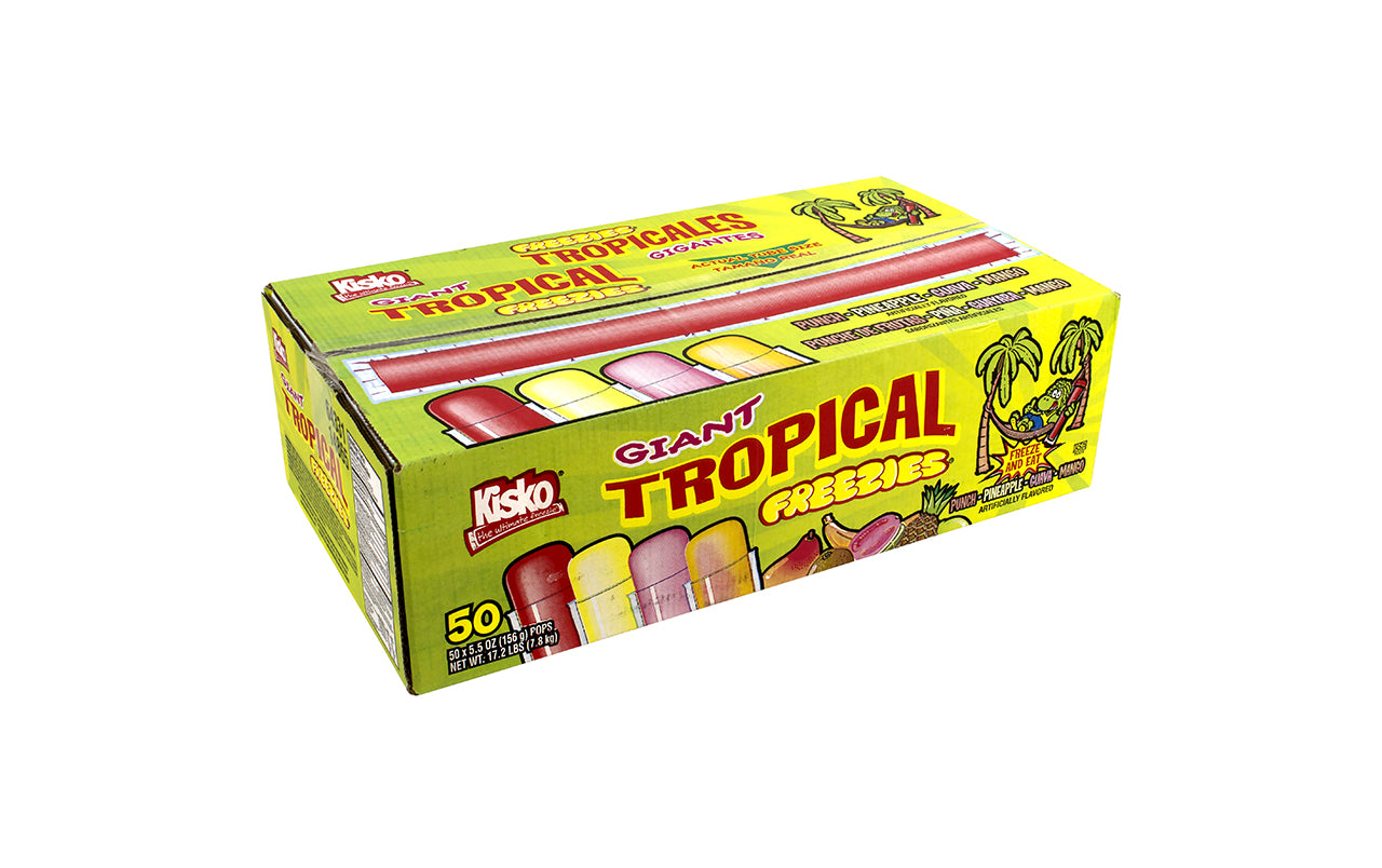 KISKO Giant Tropical Freezies Ice Pops, 5.5 oz, 50 Count