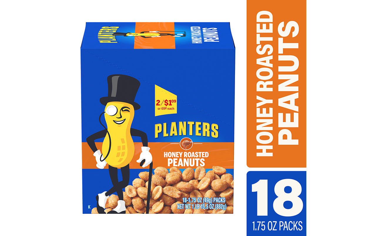 Planters Honey Roasted Peanuts, 1.75 oz, 18 Count