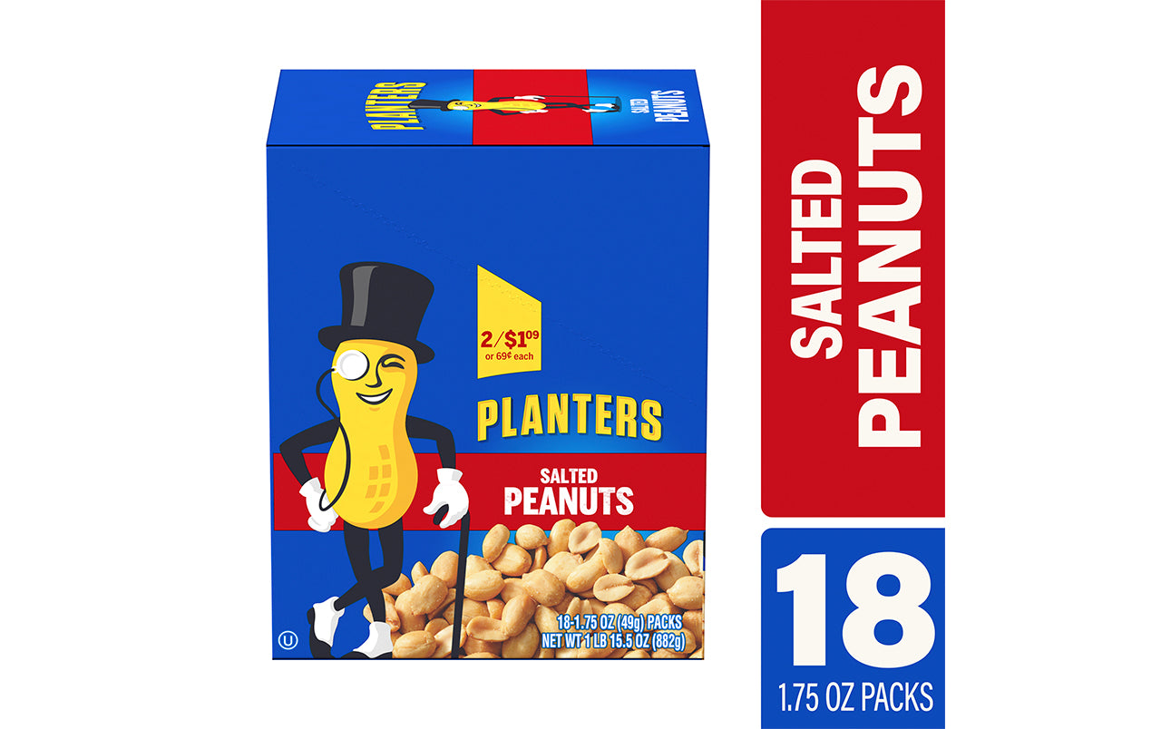 PLANTERS Salted Peanuts, 1.75 oz, 18 Count