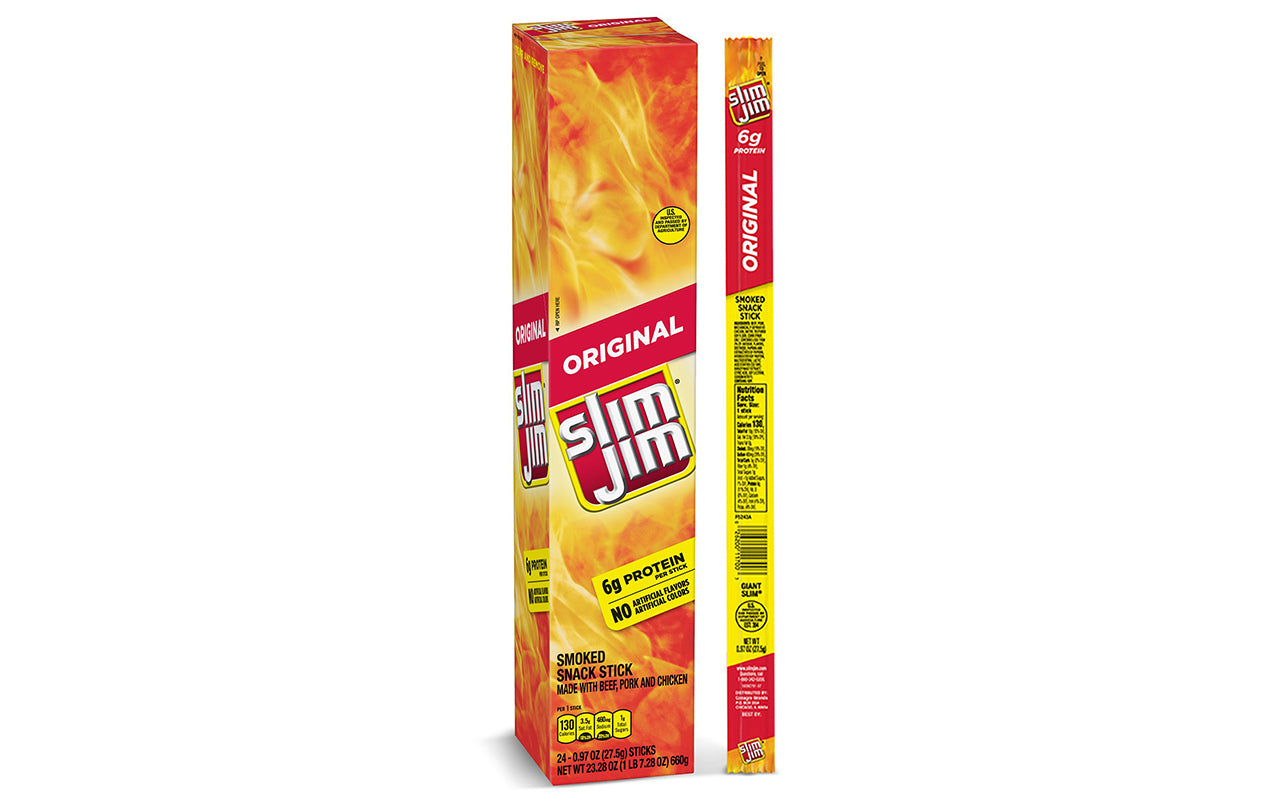Slim Jim Original Smoked Snack Stick, 0.97 oz, 24 Count