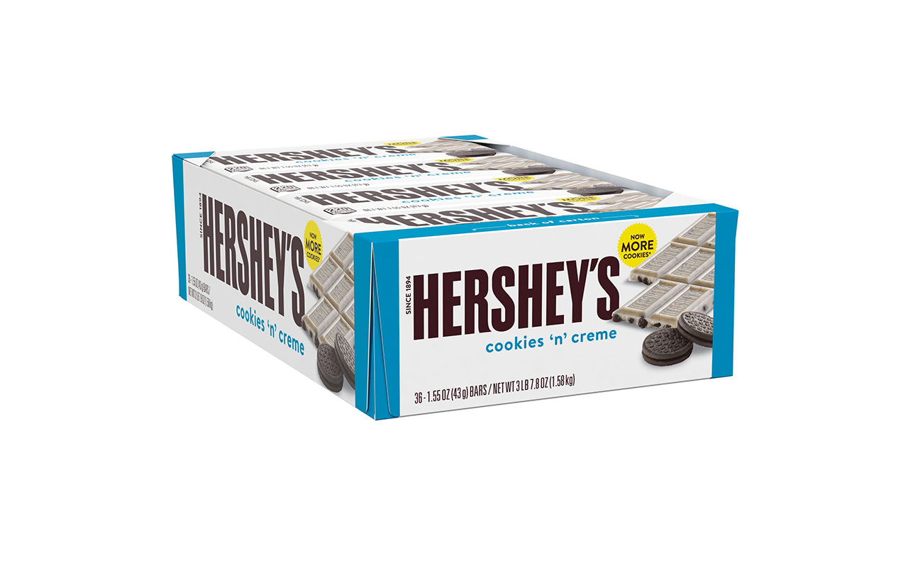HERSHEY'S Cookies 'n' Creme Candy Bar, 1.55 oz, 36 Count