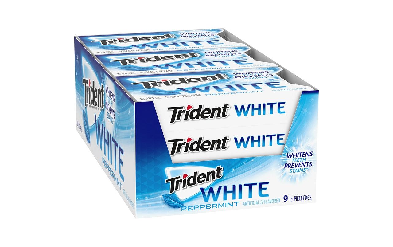 Trident White Peppermint Sugar-Free Gum, 16 Pieces, 9 Count