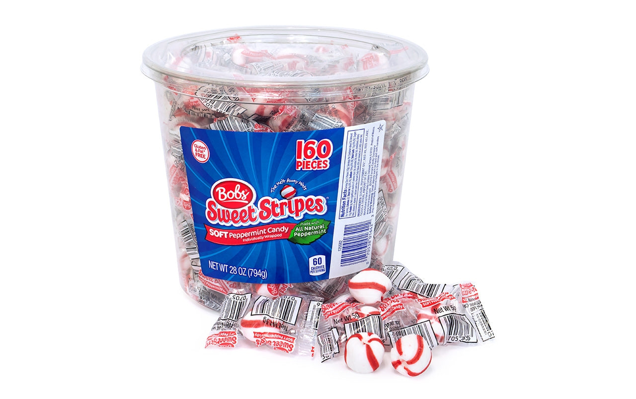 Bob's Sweet Stripes Soft Peppermint Candy Tub, 160 Count