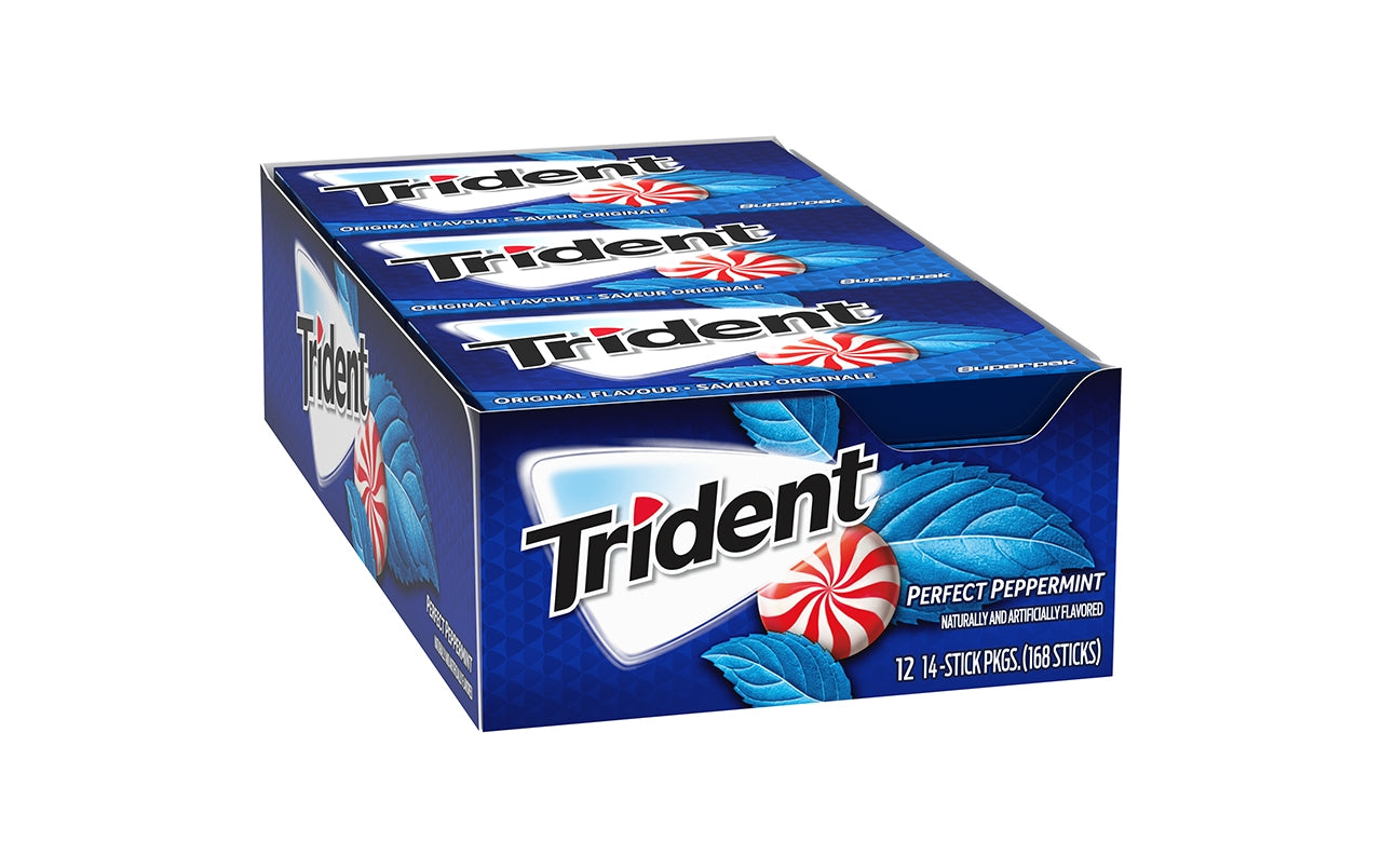Trident Perfect Peppermint Sugar-Free Gum, 14 Pieces, 12 Count