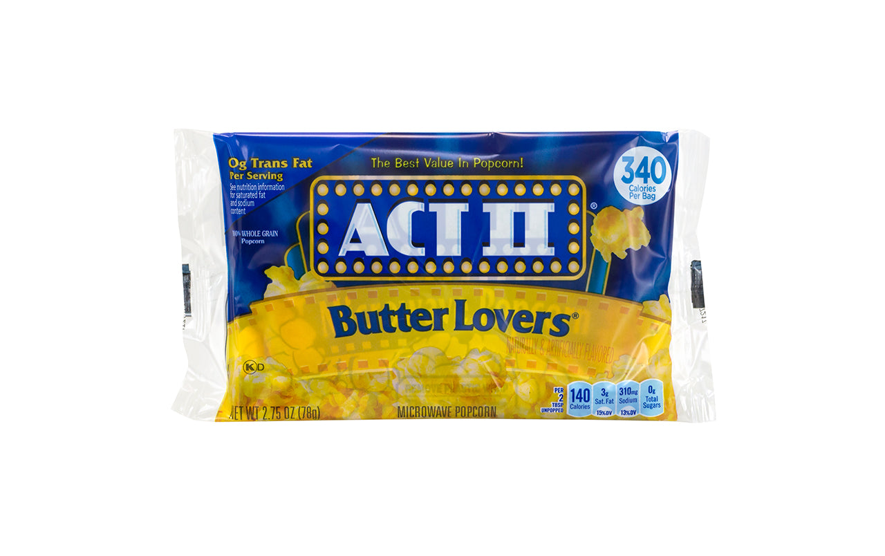 ACT II Butter Lovers Microwave Popcorn Bags, 2.75 oz, 36 Count