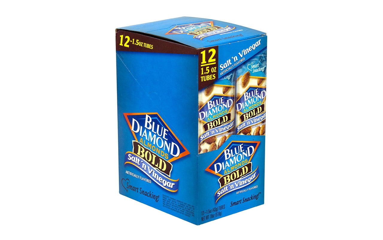 BLUE DIAMOND Almonds Bold Salt 'n Vinegar, 1.5 oz, 12 Count