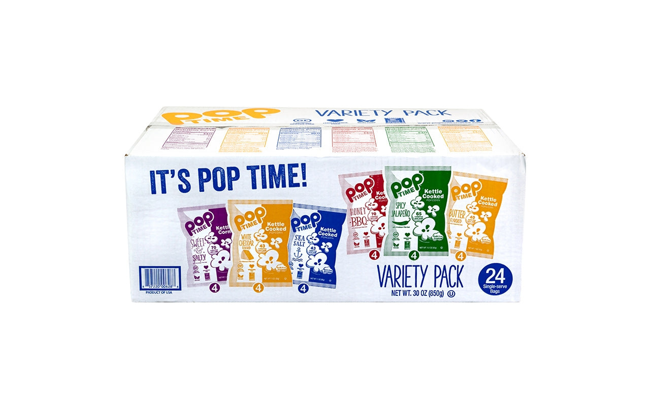 POPTIME Kettle Cooked Popcorn Variety Case, 1 oz, 24 Count