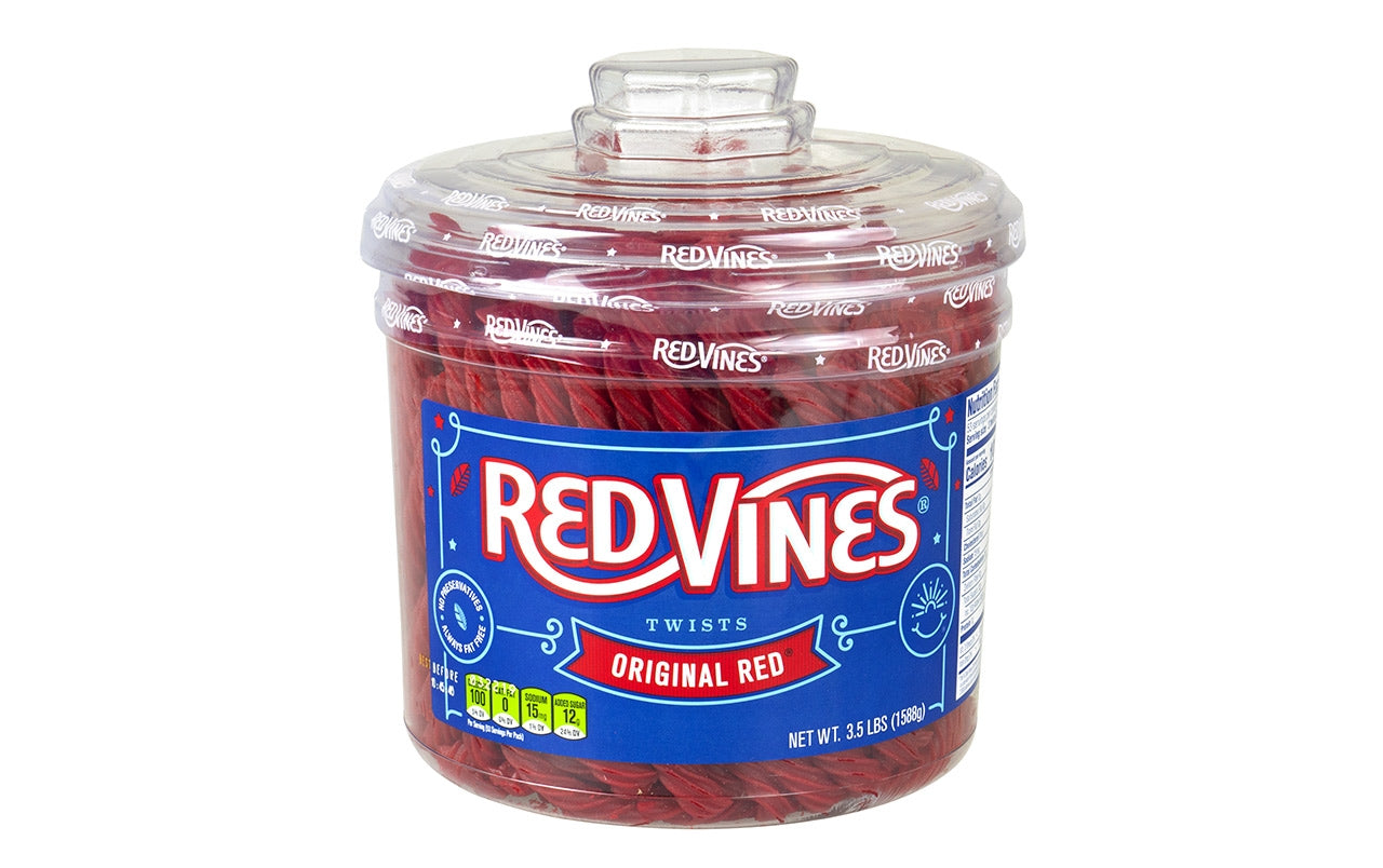 RED VINES Original Red Licorice Twists Jar, 3.5 lb