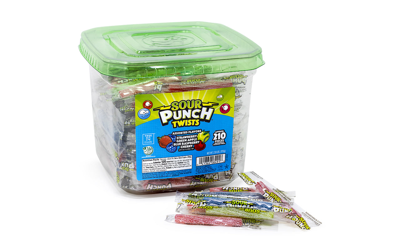 Sour Punch Twists 4 Flavor Tub, 210 Count