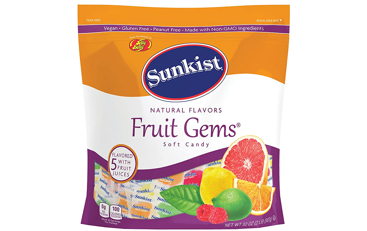 SUNKIST Wrapped Fruit Gems Soft Candy, 2 lb