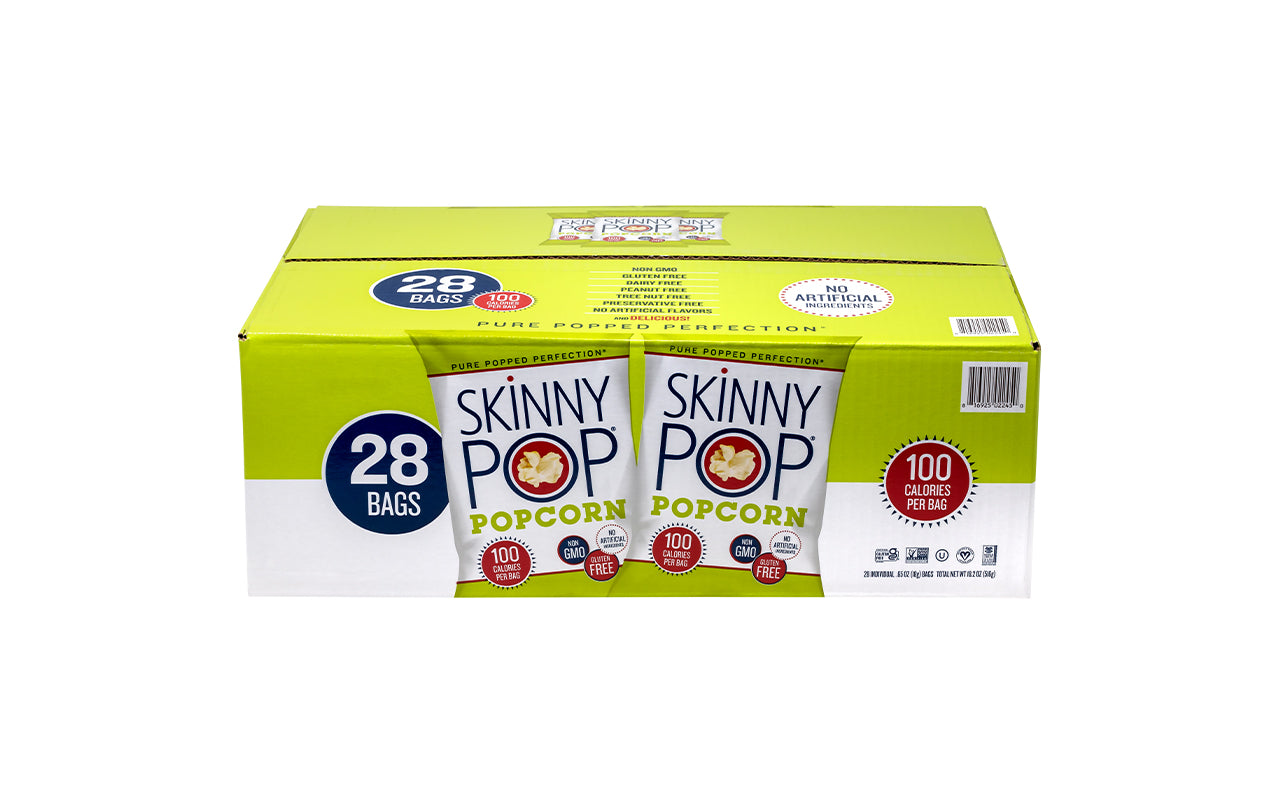 SKINNY POP 100 Calorie Popcorn Snack, 0.65 oz, 28 Count –