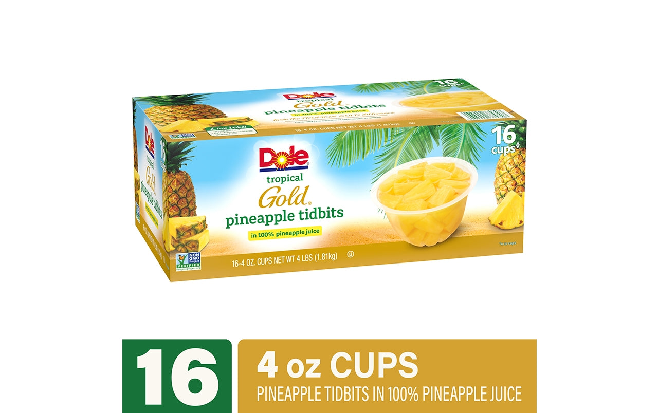 Dole Pineapple Tidbit Bowls 16 Count