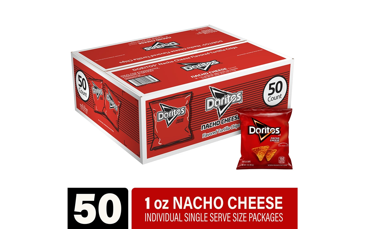 DORITOS Nacho Cheese Tortilla Chips, 1 oz,  50 Count