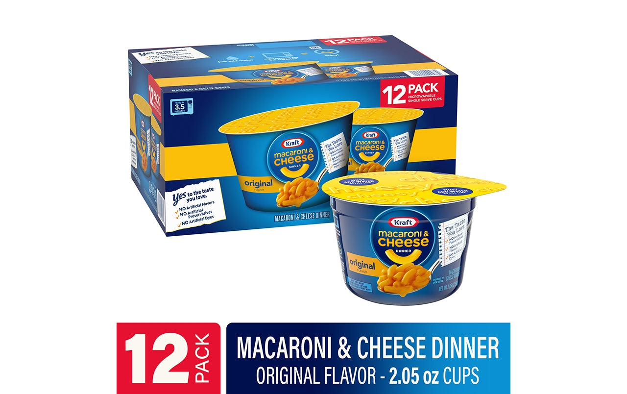 KRAFT MAC & CHEESE Easy Mac Cups, 12 Count