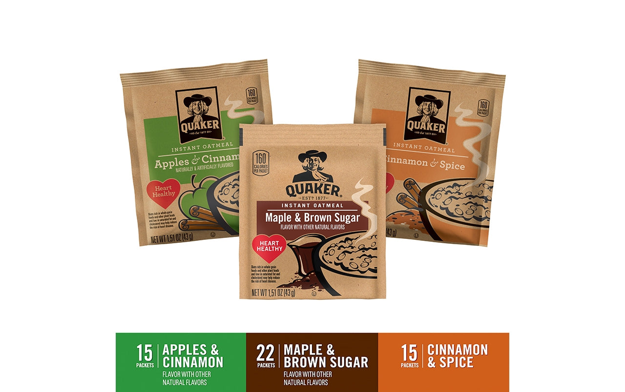QUAKER Instant Oatmeal Flavor Variety 1.51 oz 52 Count Candydistributors