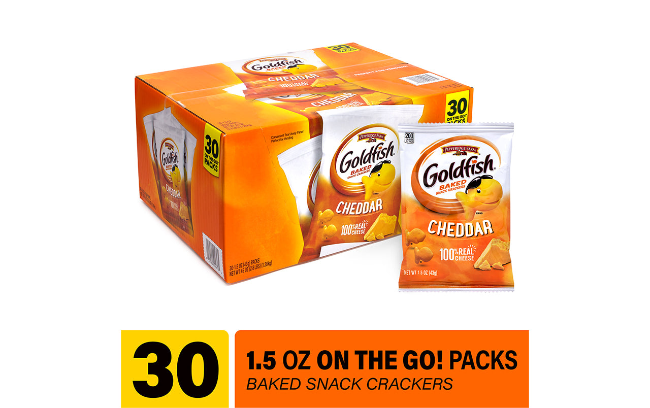 big gold fish snack box GOLDFISH Baked Snack Crackers, 1.5 oz, 30 Count – Candydistributors.com