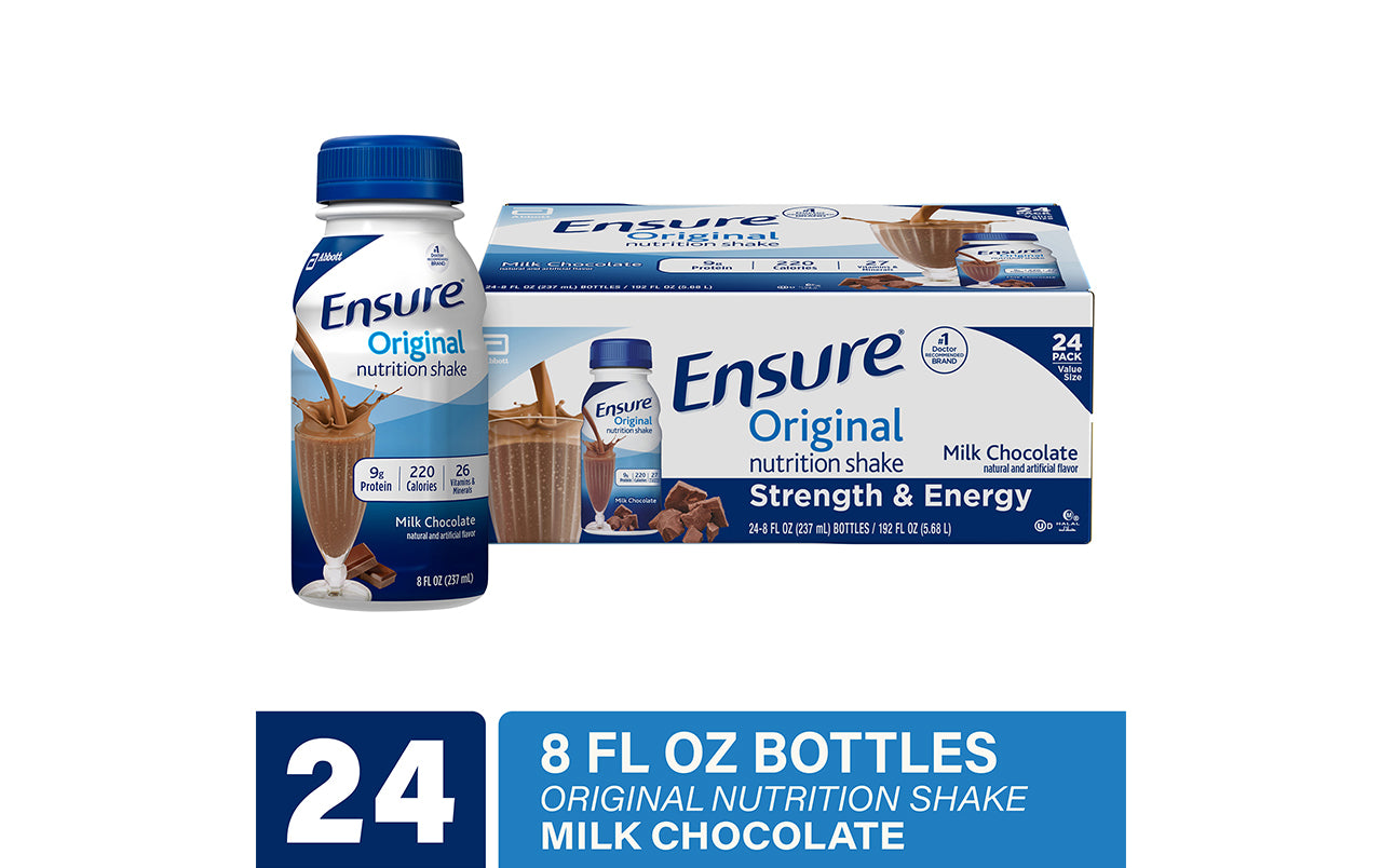 ENSURE Original Milk Chocolate Nutrition Shake, 8 fl oz, 24 Count