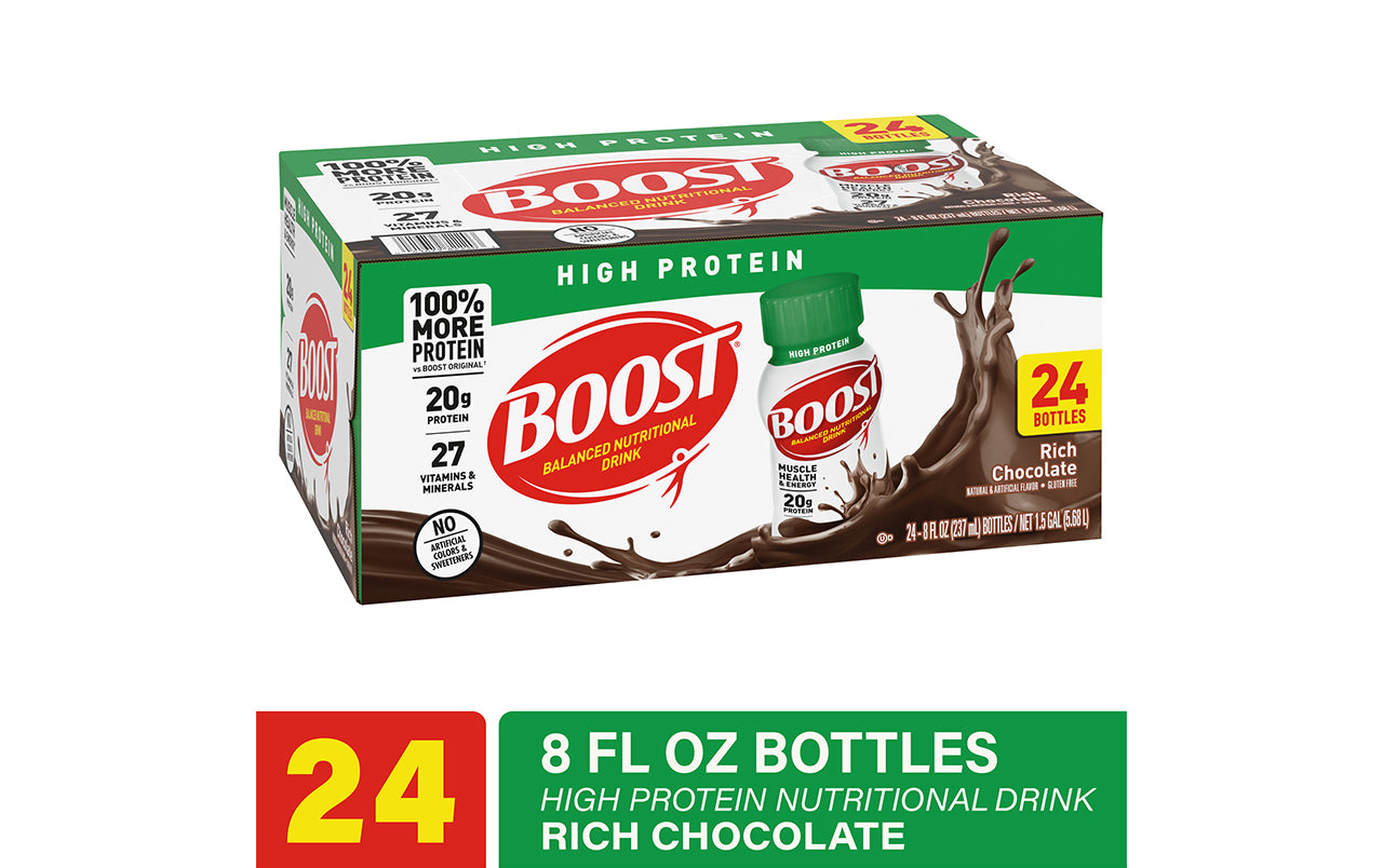 Boost High Protein Complete Nutritional Drink Chocolate Sensation, 8 fl oz, 24 Count