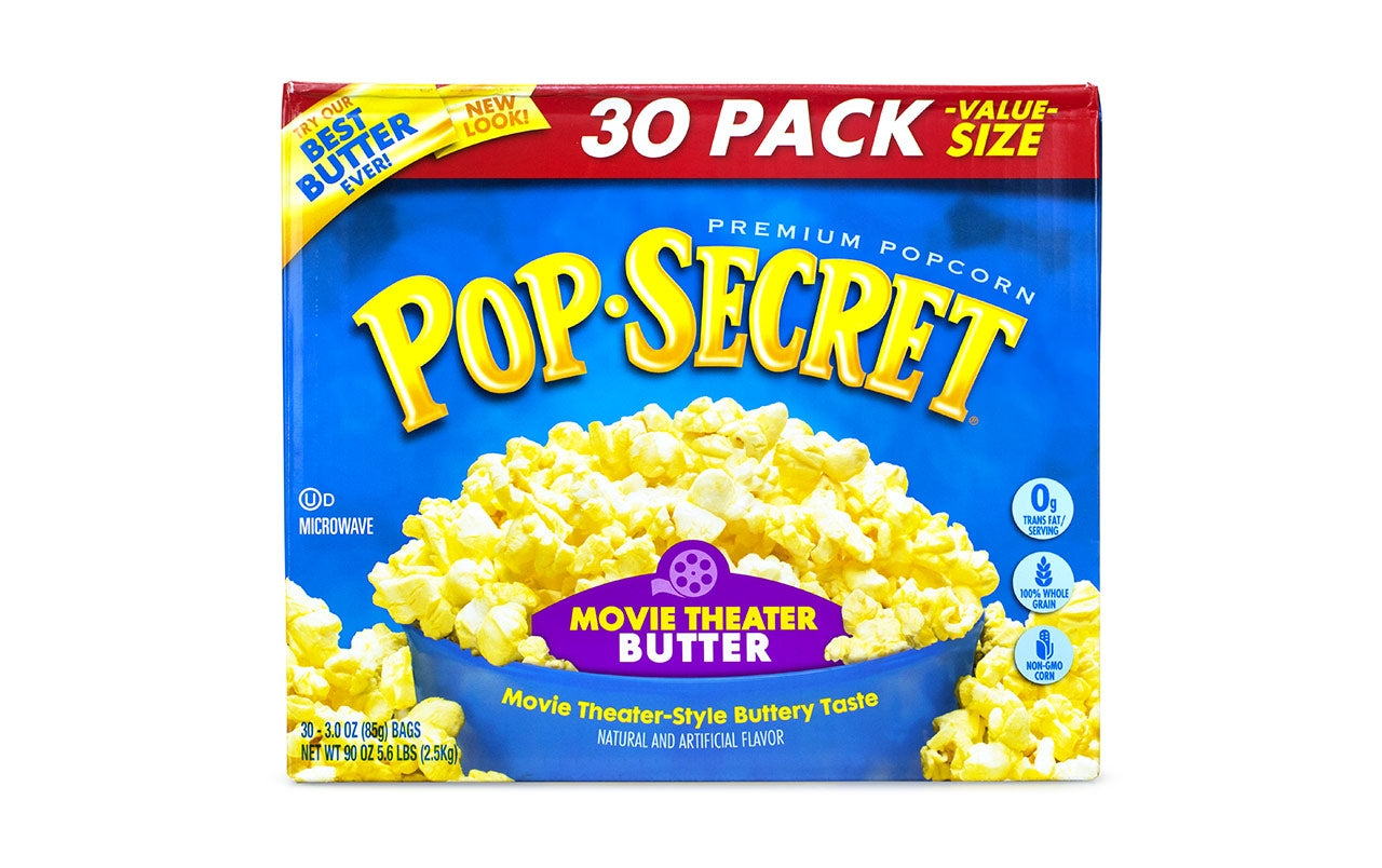Pop Secret Premium Popcorn Movie Theater Butter, 3 oz, 30 Count