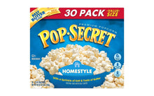 Load image into Gallery viewer, Pop Secret Premium Popcorn Homestyle, 3 oz, 30 Count
