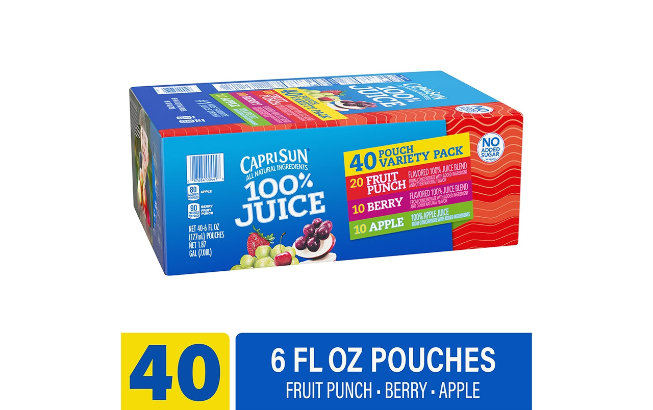 Capri Sun 100% Juice Variety Pack, 40 Count