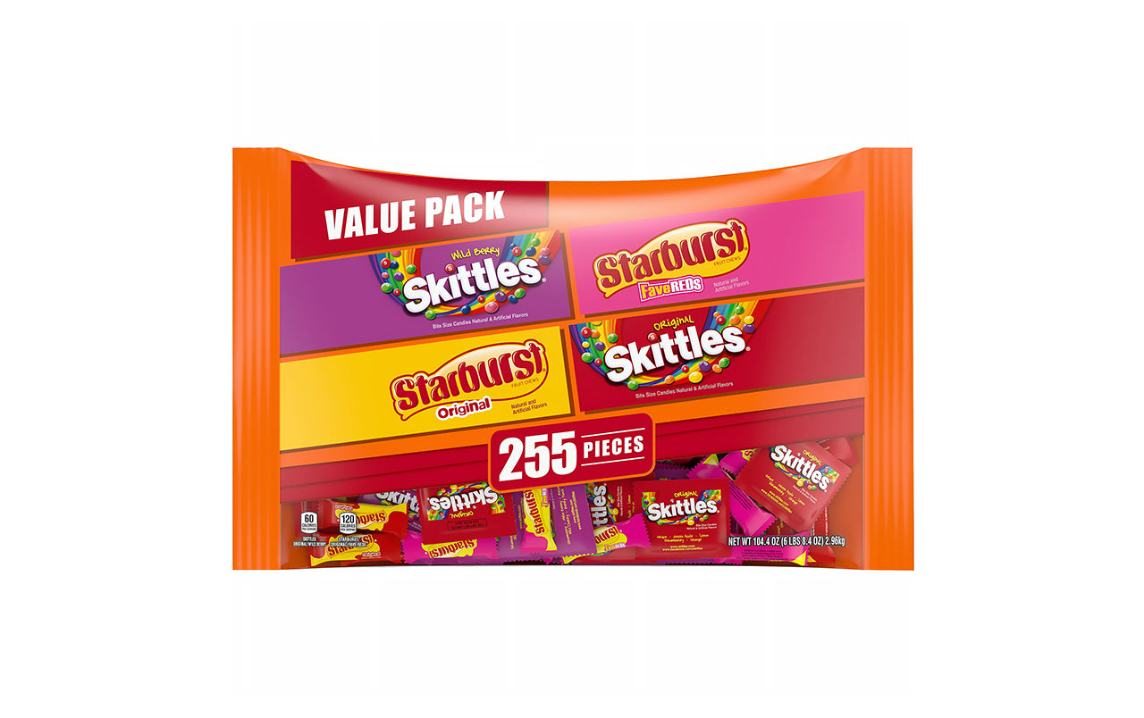 SKITTLES & STARBURST Fun-Size Variety Pack, 255 Pieces, 104.4 oz