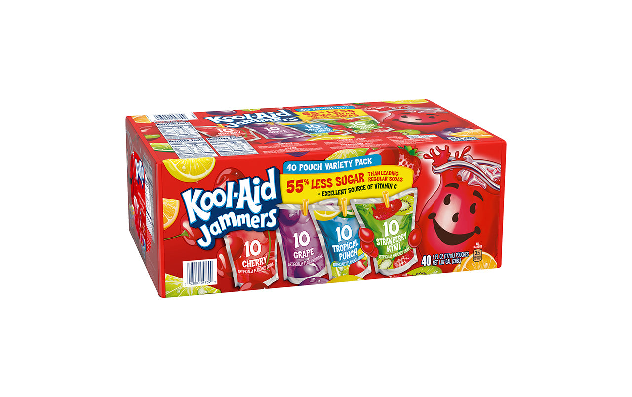 KOOL-AID JAMMERS Juice Pouch Variety Pack, 6 oz, 40 Count