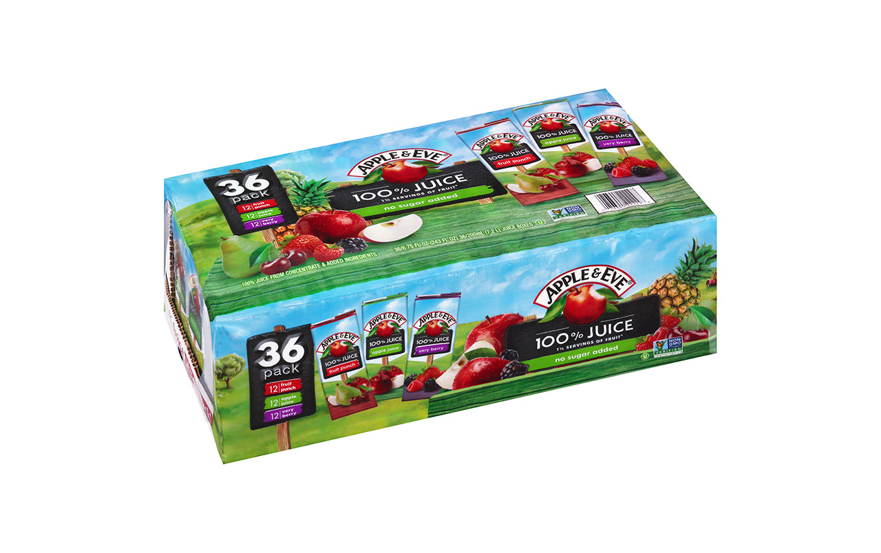 APPLE & EVE 100% Juice Variety Pack, 6.75 oz, 36 Count