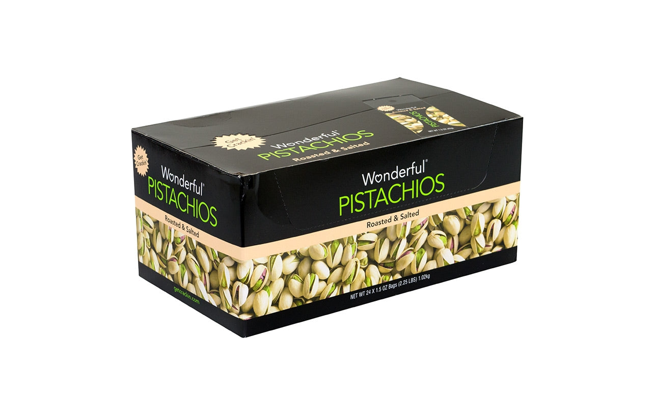 WONDERFUL Roasted & Salted Pistachios, 1.5 oz, 24 Count