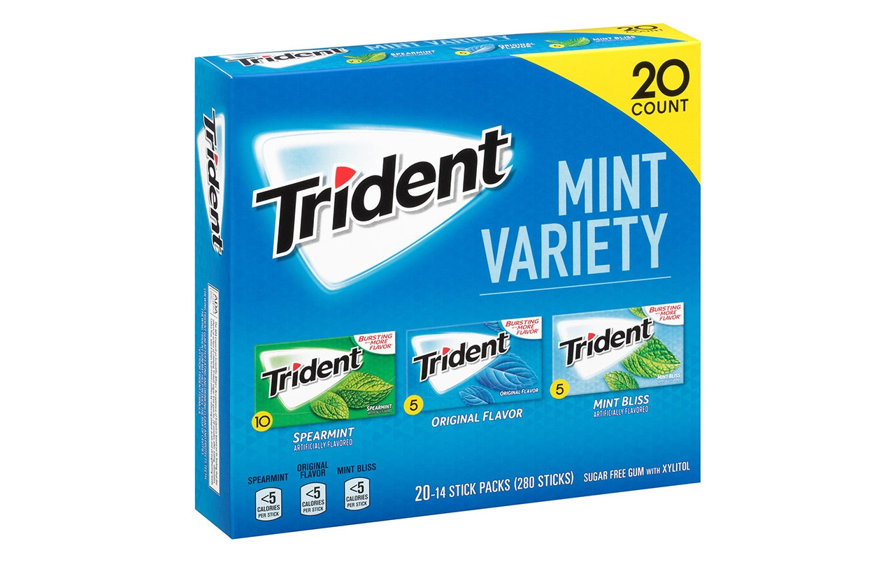 TRIDENT Sugar-Free Gum Mint Variety, 14 Pieces, 20 Count