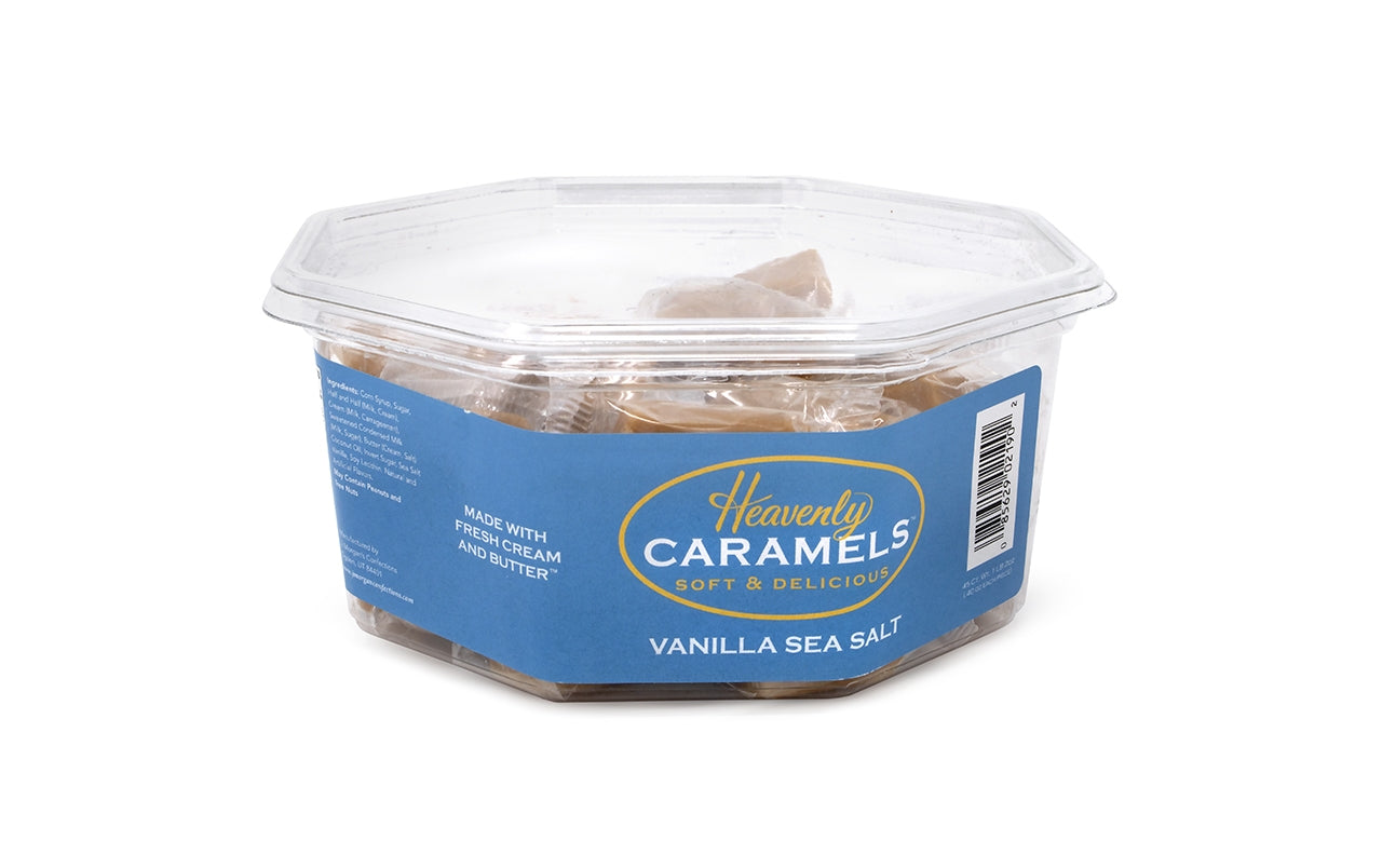 HEAVENLY CARAMELS Soft & Delicious Vanilla Sea Salt Caramels Tub, 45 Count