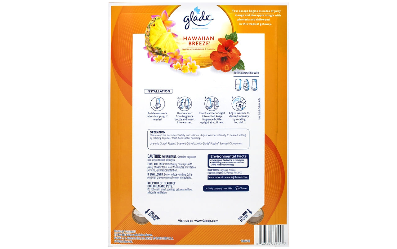 Hawaiian Breeze Glade Plugins Scented Oil Refill 3 pack