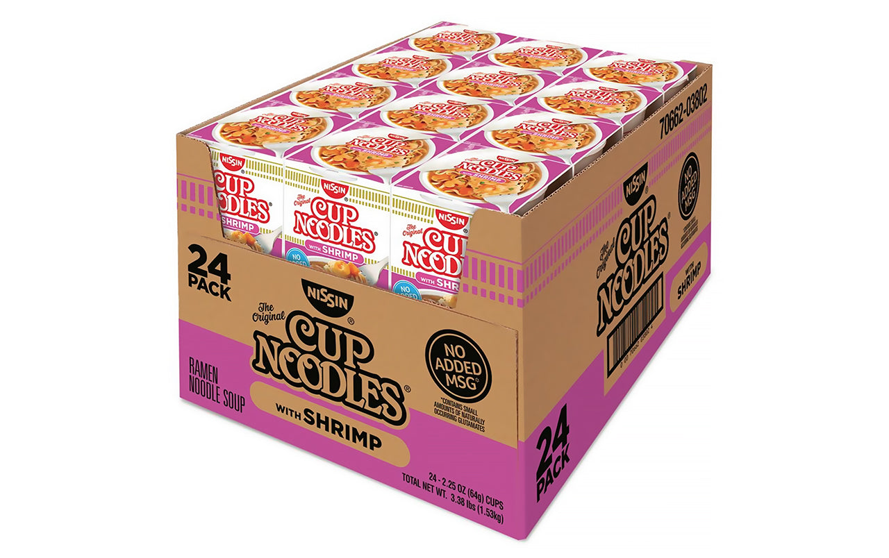 NISSIN Cup Noodles with Shrimp, 2.25 oz, 24 Count